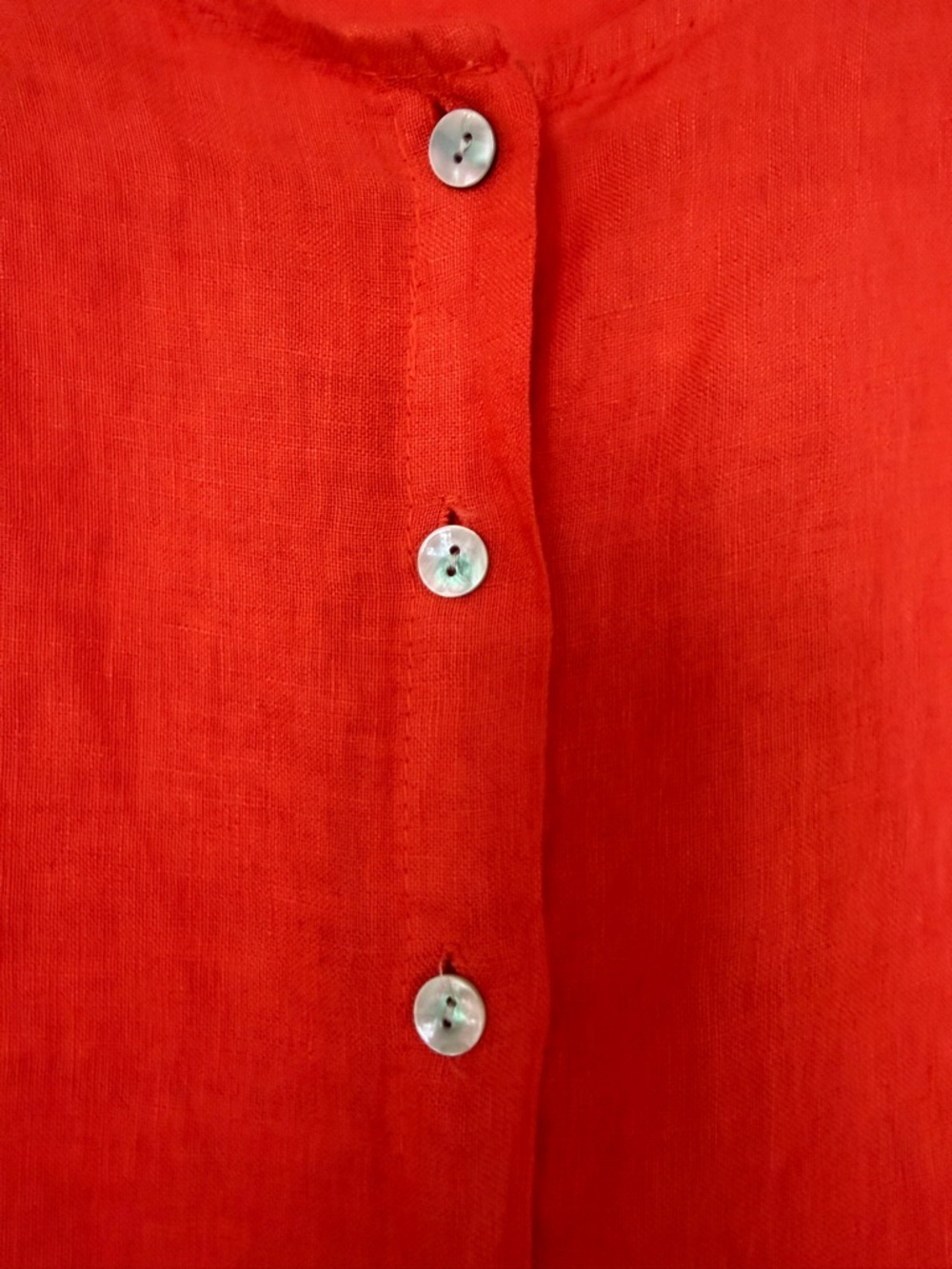 100% Linen Button Front Top XL Orange Relaxed Fit - Picture 4 of 8